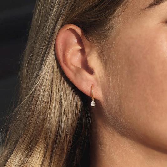 Elegant 0.03 TCW Pear Lab-Grown Diamond Drop Earrings 2