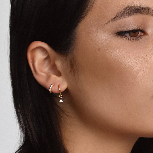 Gold Hoop Earrings with 0.2 TCW Round Lab-Grown Diamonds 2