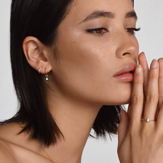 Dainty 0.02 TCW Round Lab-Grown Diamond Hoop Earrings 2