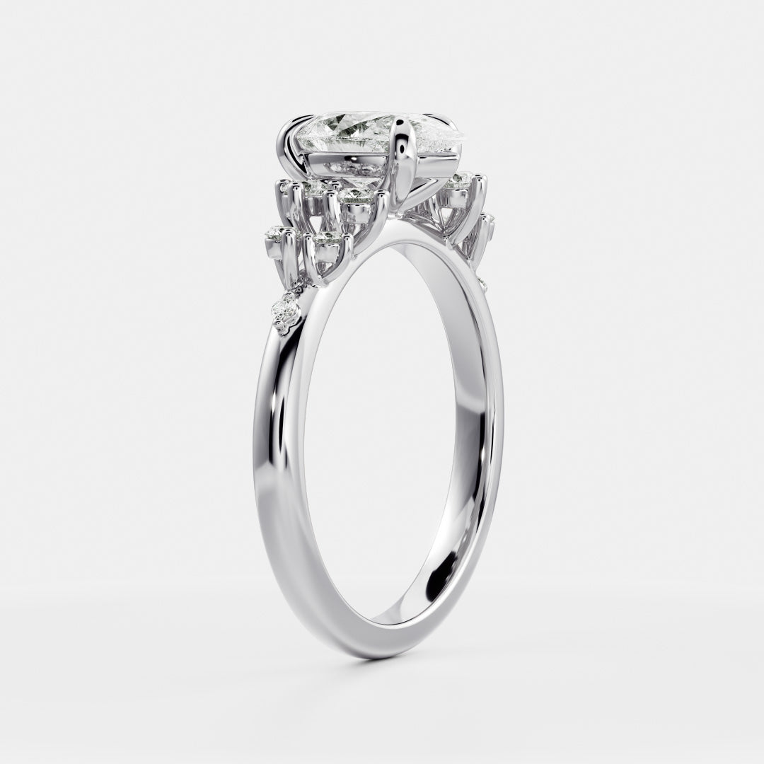 Cluster Style-Pear Lab Grown Diamond Engagement Ring