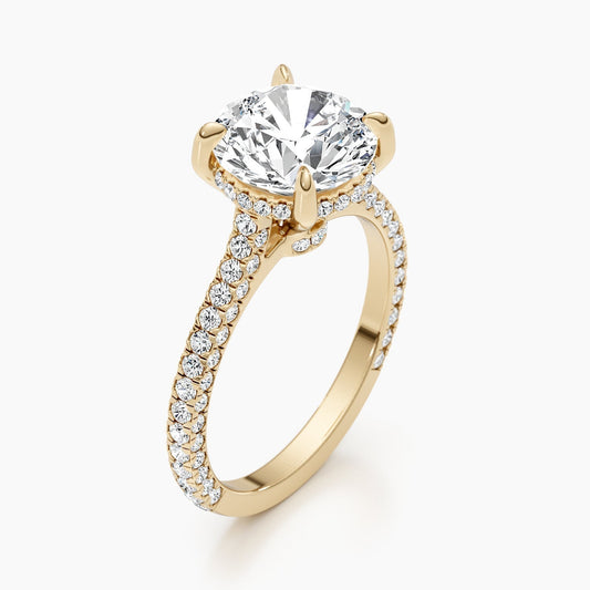 2.8 CT Round Lab-Grown Diamond Hidden Halo Pave Gold Engagement Ring 2