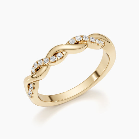 0.2 TCW Round Lab-Grown Diamond Twisted Pave Gold Wedding Band 2