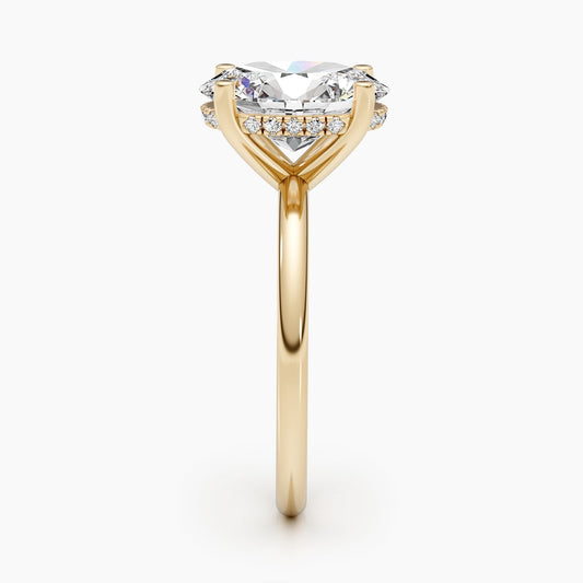 2.5 CT Oval Lab-Grown Diamond Hidden Halo Gold Engagement Ring 2