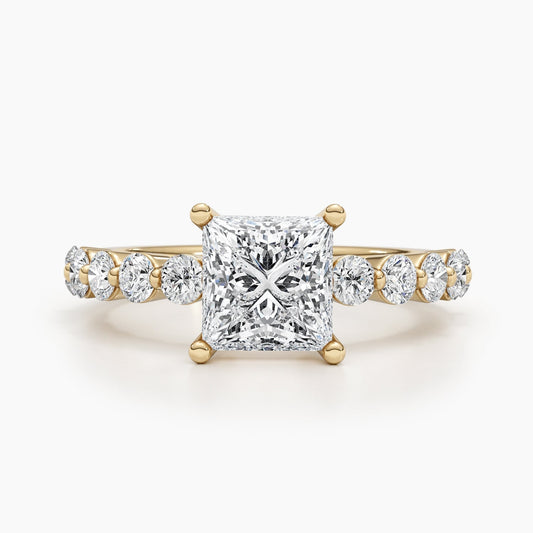 1.5 CT Princess Cut Lab-Grown Diamond Pave Engagement Ring 1