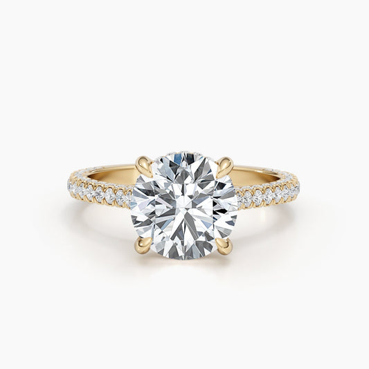 2.8 CT Round Lab-Grown Diamond Hidden Halo Pave Gold Engagement Ring 1
