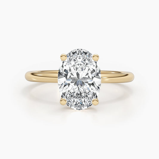 2.5 CT Oval Lab-Grown Diamond Hidden Halo Gold Engagement Ring 1