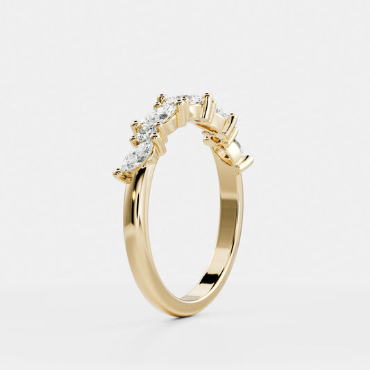 Half Eternity- 0.20 CT Oval Moissanite Wedding Band
