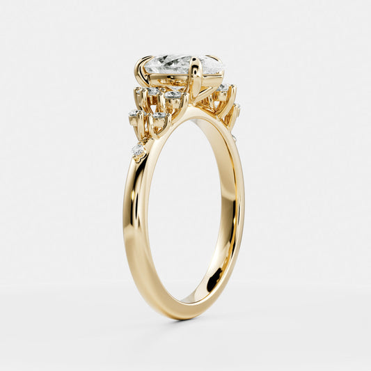 Cluster Style-Pear Lab Grown Diamond Engagement Ring