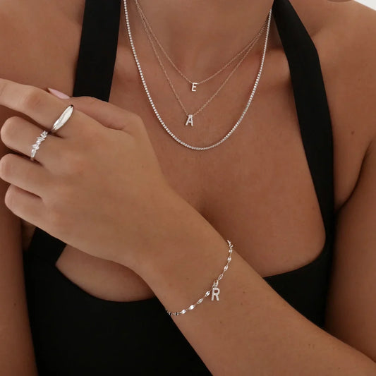 Radiant 0.02 TCW Round Lab-Grown Diamond Initial Pendant A-Z 2