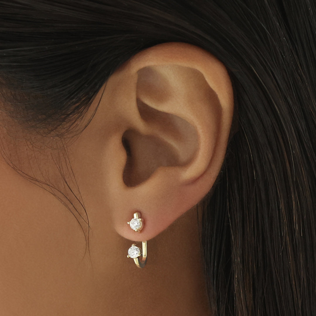 Elegant 0.20 TCW Round Lab-Grown Diamond J-Hoop Earrings 12