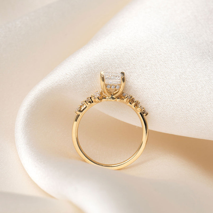 Cluster-1.5 CT Emerald Lab Grown Diamond Engagement Ring