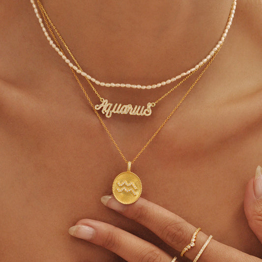 Aquarius Zodiac Pendant with 0.24 TCW Round Lab-Grown Diamonds 2