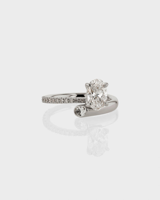 1.0 CT Oval Lab Grown Diamond Swirl Pave Engagement Ring 2