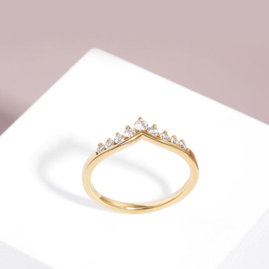 Curved- 0.25 CT Marquise Lab Grown Diamond Wedding Band