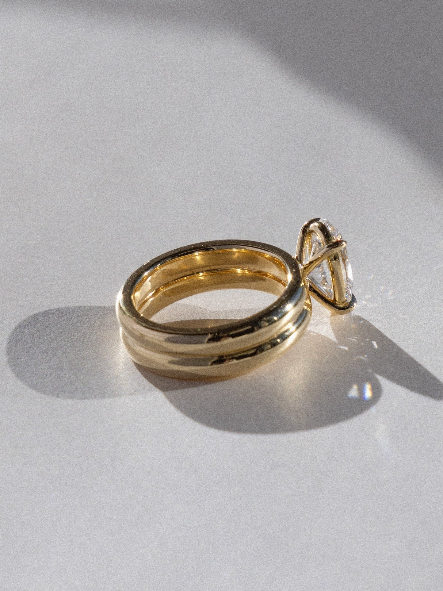 Solitaire & Double Band-Oval Lab Grown Diamond Engagement Ring