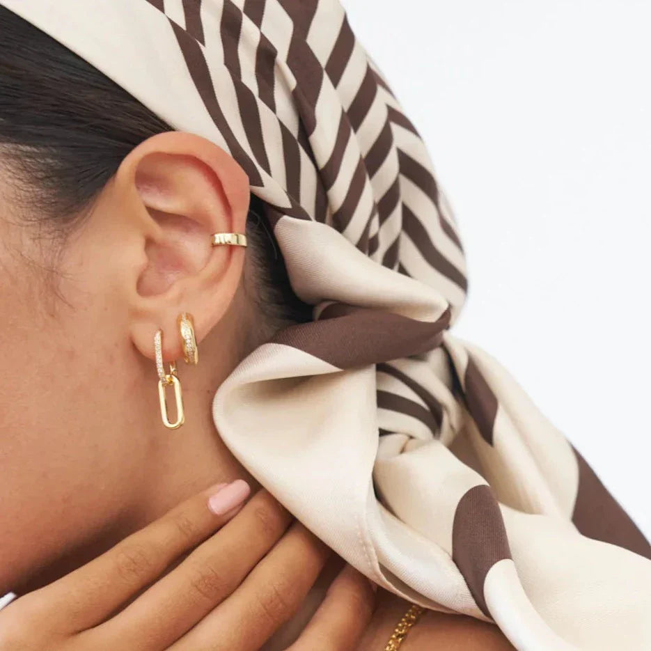 0.40 TCW Diamond Bar Double Gold Hoop Earrings 5