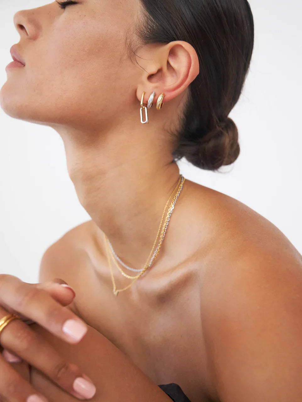 Elegant Two-Tone Bar Hoop Earrings 4