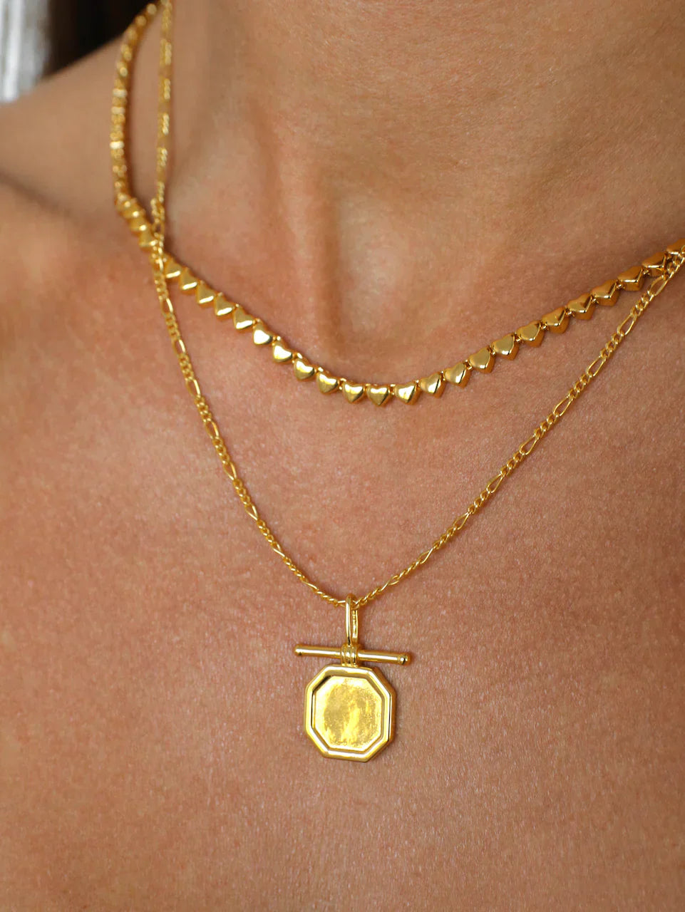 Gold Hexagonal Pendant Necklace 4