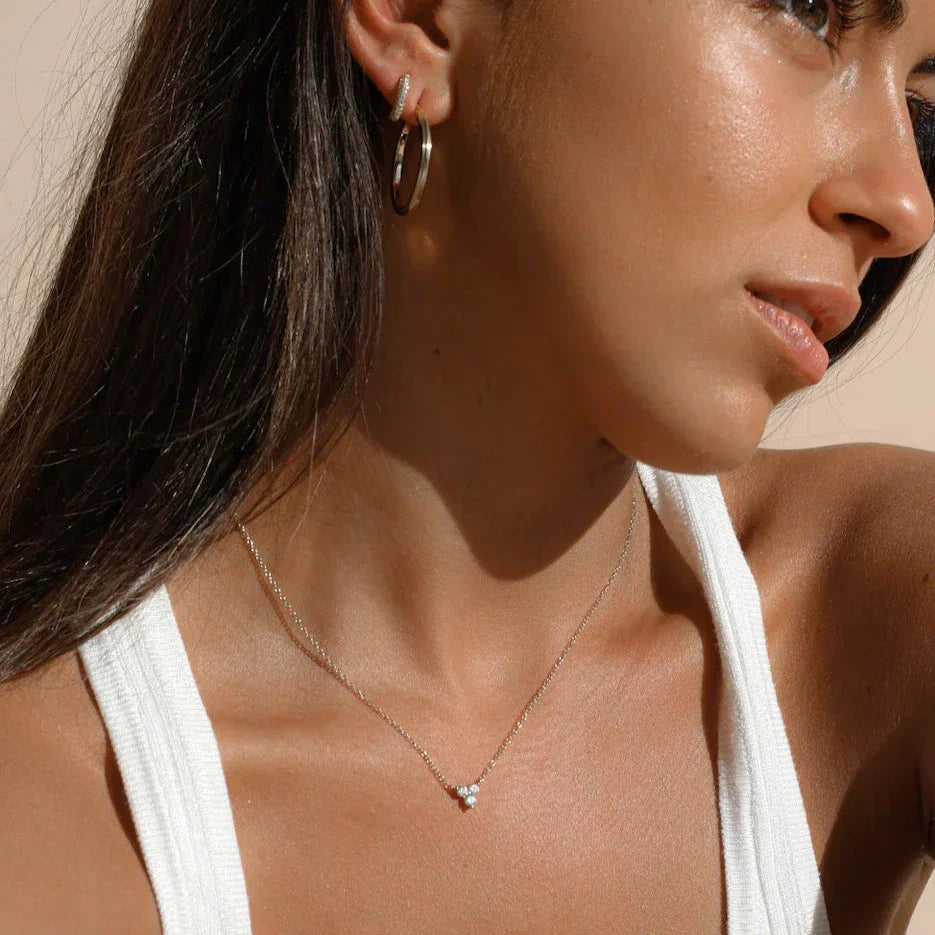 0.25 TCW Round Lab Grown Diamond Trinity Necklace 5