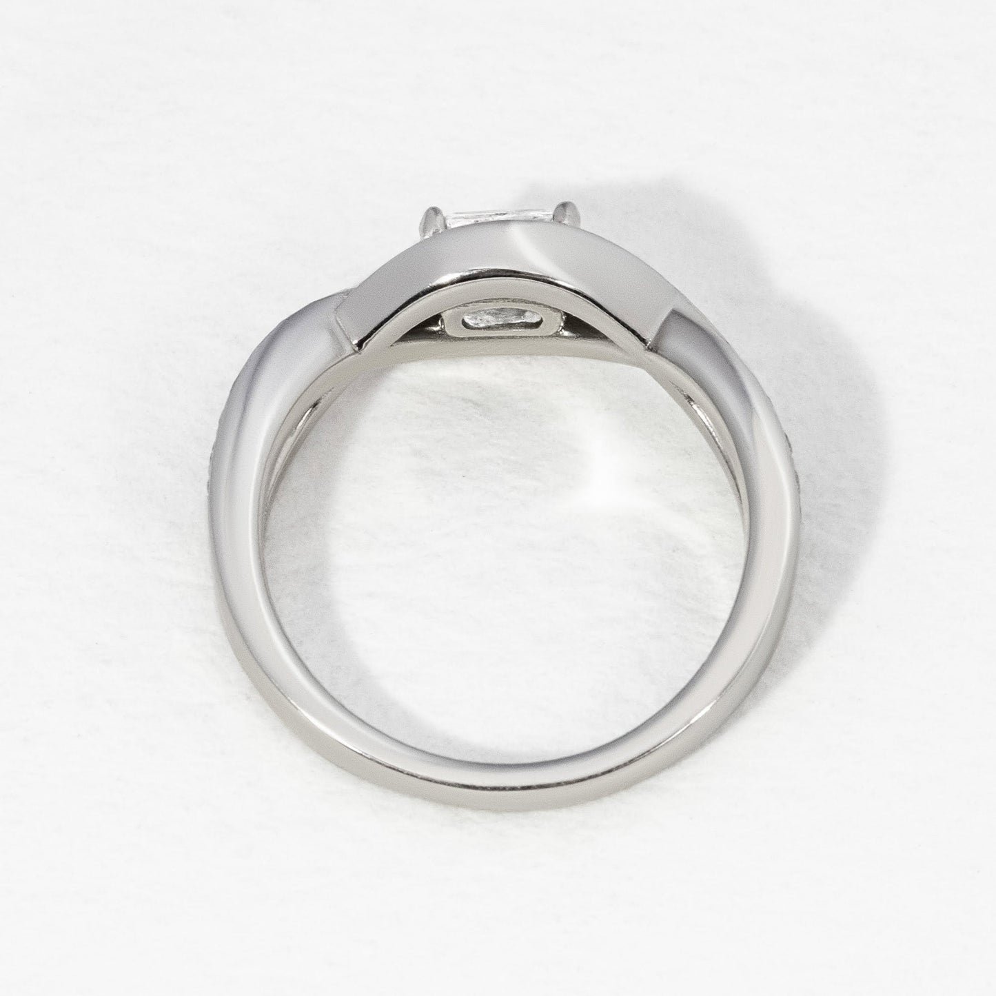 East West & Twisted Pave-Cushion Lab Grown Diamond Engagement Ring