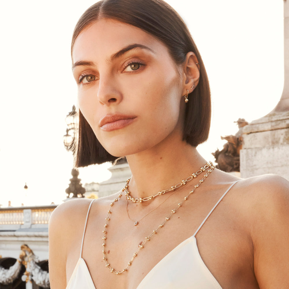 Golden Paperclip Charm Chain Necklace 14