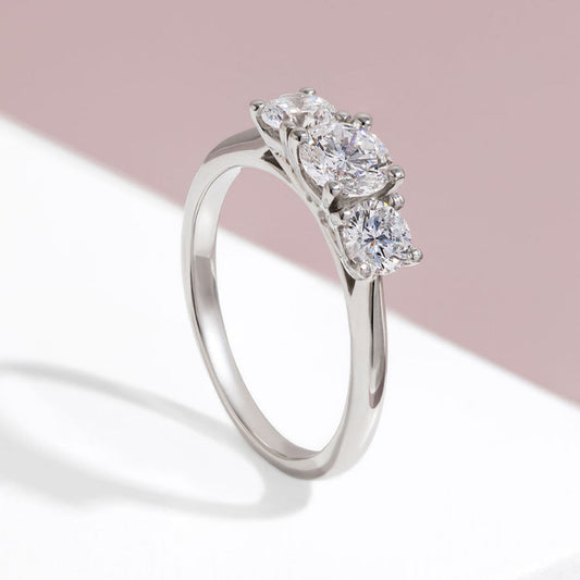 Three Stone-0.5 CT Round Lab Grown Diamond Engagement Ring