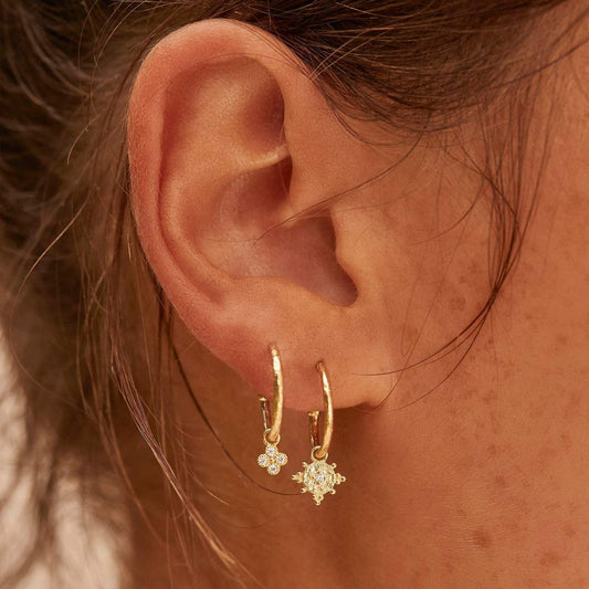 Dazzling 0.02 TCW Round Lab Grown Diamond Hoop Drop Earrings 2