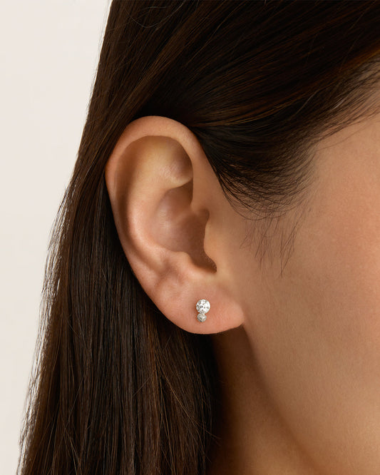 0.05 TCW Round Lab Grown Diamond Cluster Stud Earrings in Gold 2