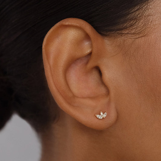 0.05 TCW Lotus Petal Diamond Stud Earrings 2