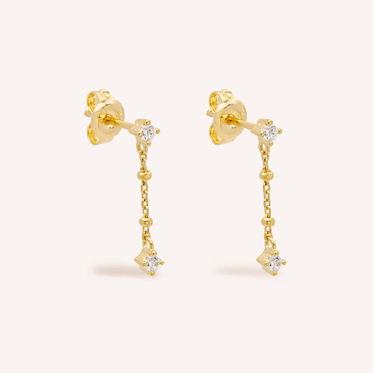 Ethereal Elegance: 0.10 TCW Round Lab Grown Diamond Chain Dangle Earrings 1