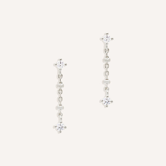 Ethereal Elegance: 0.10 TCW Round Lab Grown Diamond Chain Dangle Earrings 2
