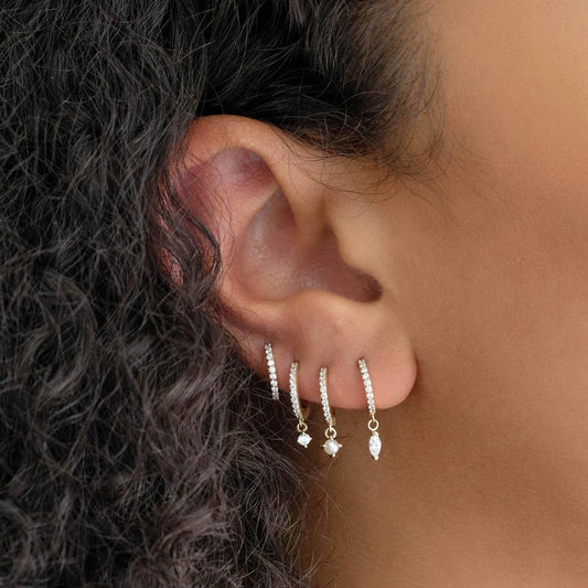 Radiant 0.05 TCW Round Lab Grown Diamond Gold Hoop Earring 2