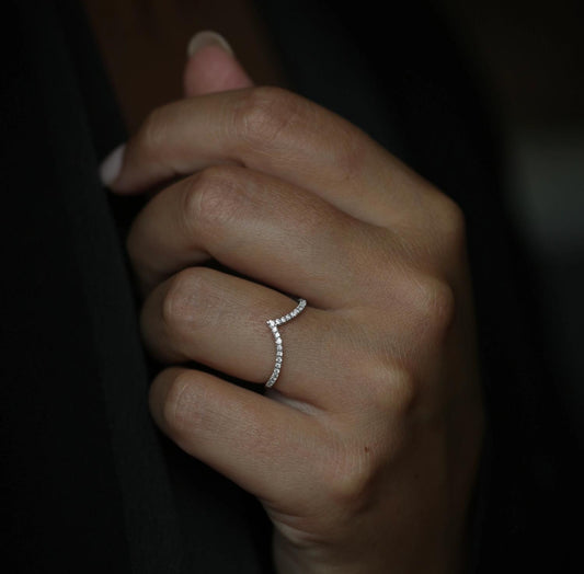 Elegant 0.225 TCW Round Lab Grown Diamond V-Curve Wedding Band 1
