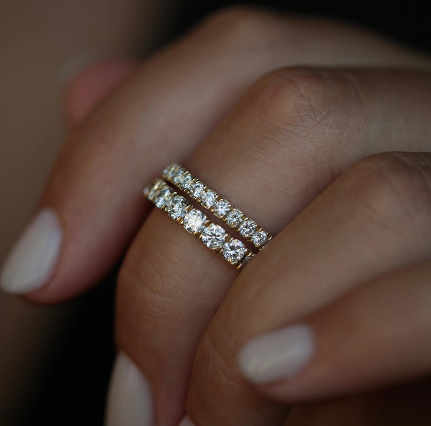 1.10 TCW Round Lab-Grown Diamond Half Eternity Gold Band 12