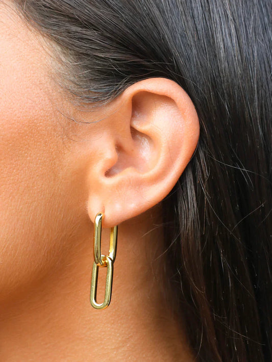 Golden Elegance: Chic Elongated Link Drop Earrings 2