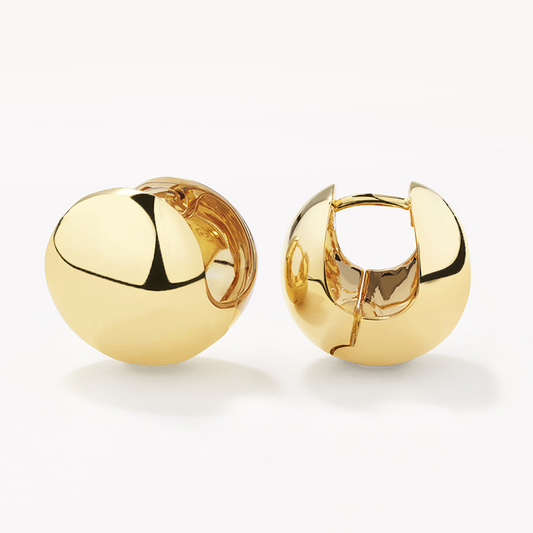 Golden Sphere Elegance Huggie Earrings 1