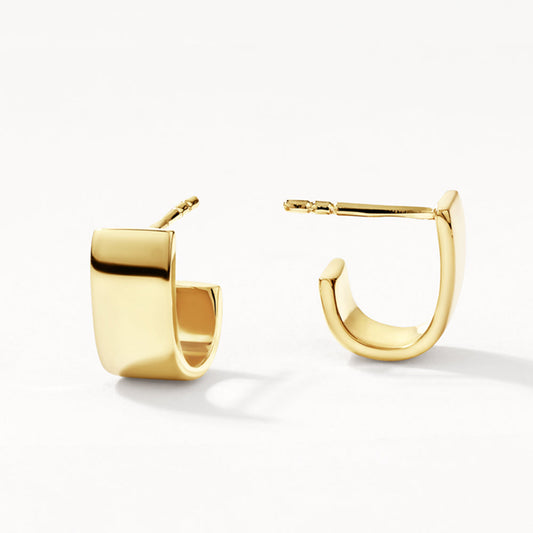 Sleek U-Shaped Gold Huggie Earrings 1