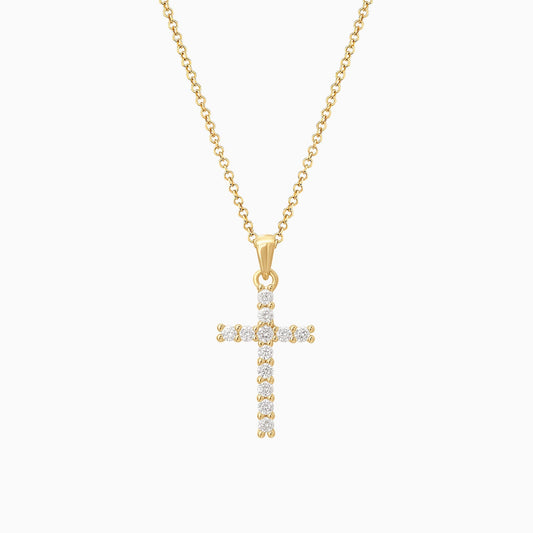 Elegant 0.3 TCW Round Lab-Grown Diamond Cross Necklace 1