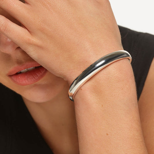 Elegant Silver Open Cuff Bangle Bracelet 2