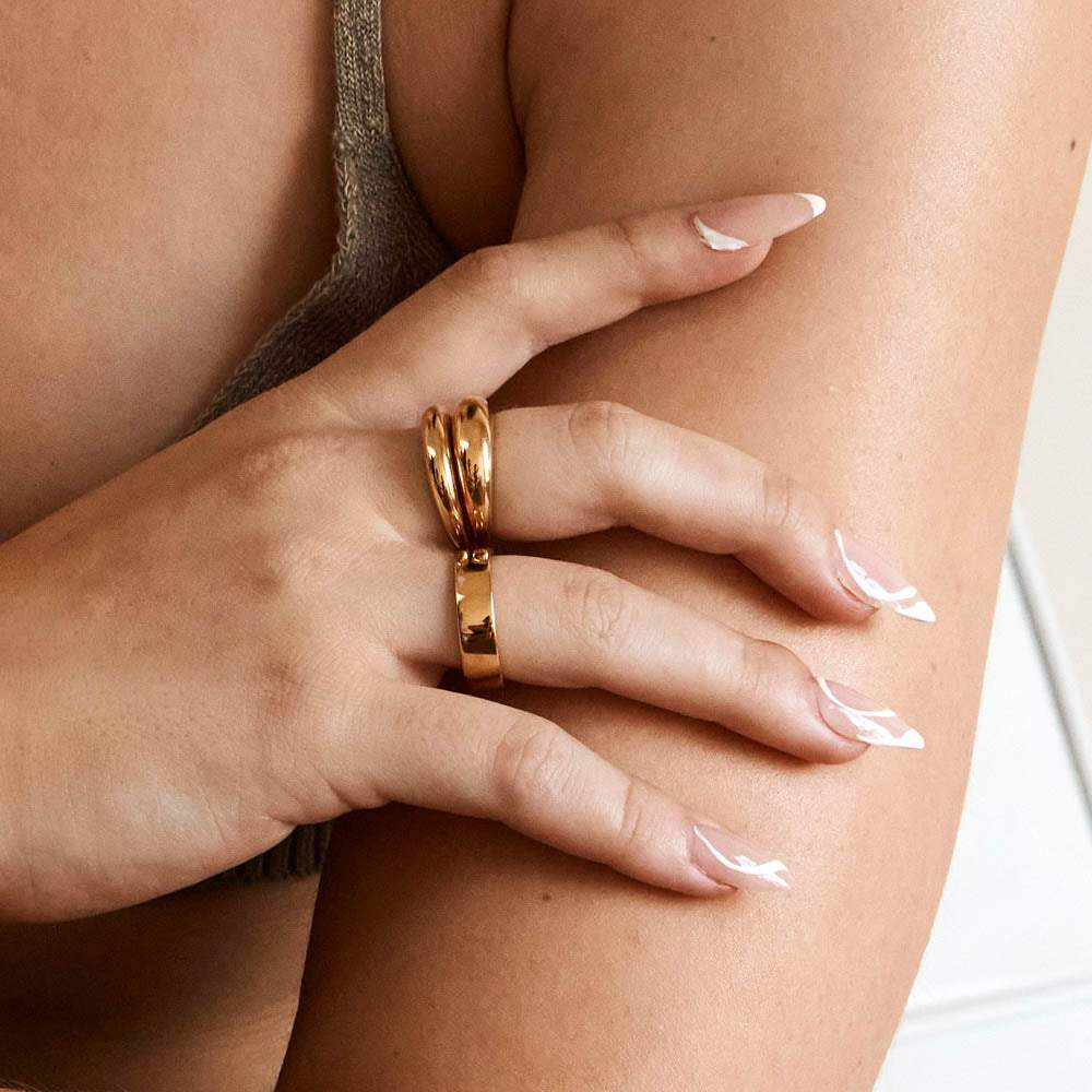 Golden Curve Dome Pinky Ring 20