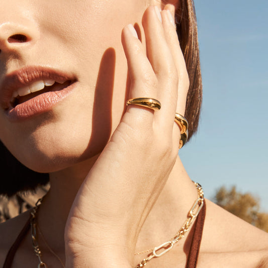 Golden Curve Dome Pinky Ring 2