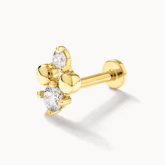 Elegant 0.09 TCW Round Lab Grown Diamond Floral Stud Earring 1