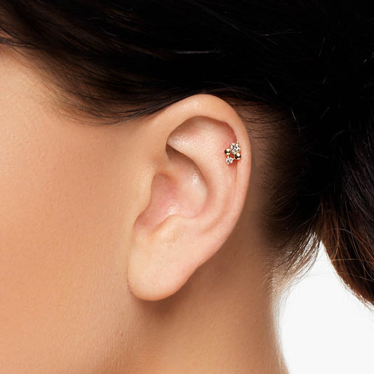 Elegant 0.09 TCW Round Lab Grown Diamond Floral Stud Earring 2
