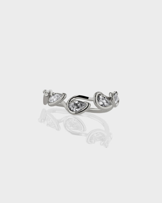 0.30 TCW Pear Criss Cross Shank Lab Grown Diamond Wedding Band 1