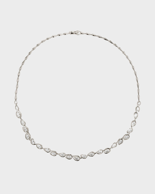 1.0 TCW Pear Shaped Tennis Diamond Corridor Necklace 2