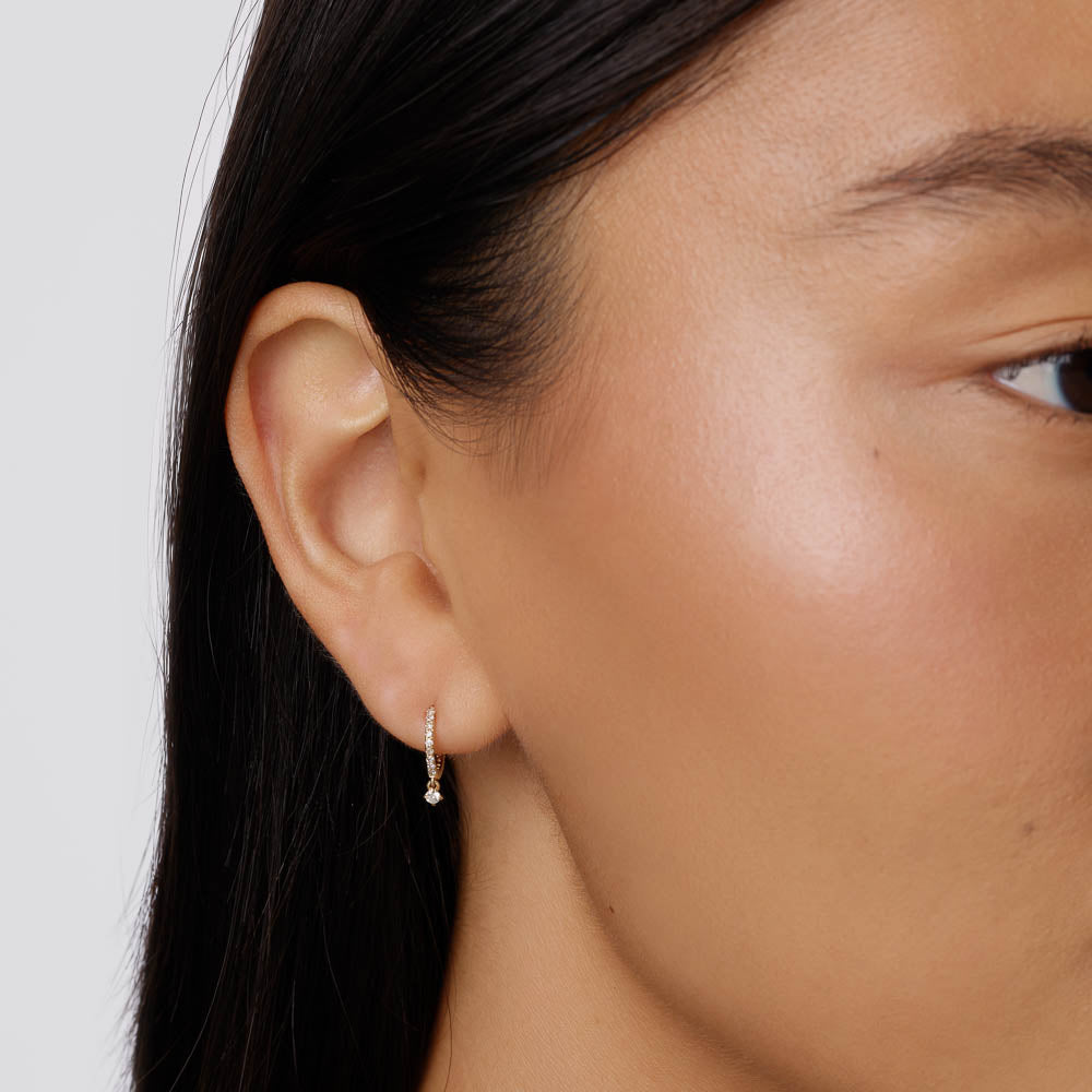 Elegant 0.07 TCW Round Lab Grown Diamond Drop Hoop Earrings 11