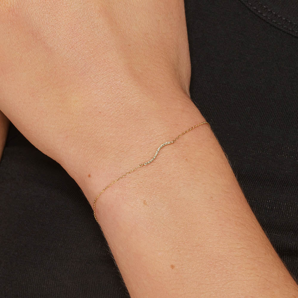 Elegant Gold Wave Bracelet with 0.05 TCW Round Lab Grown Diamonds 5