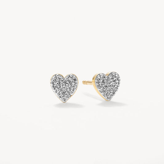 0.09 TCW Round Lab Grown Diamond Heart-Shaped Gold Stud Earrings 1