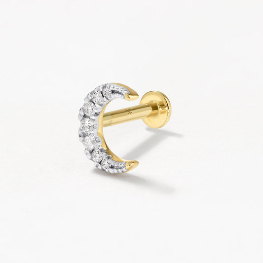 0.033 TCW Round Lab Grown Diamond Crescent Moon Stud Earrings 1