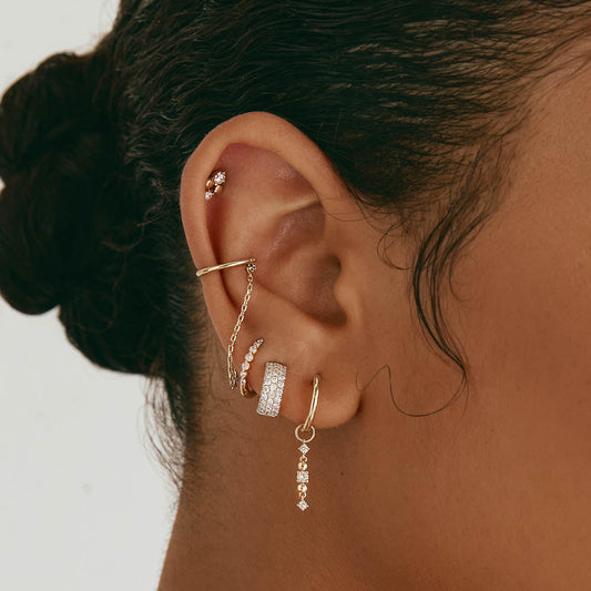 0.79 TCW Round Lab Grown Diamond Pave Hoop Earrings in Gold 2